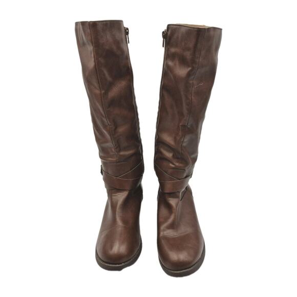 Me Too Belinda Brown Faux Leather Knee High Boots Side Zip Size 7W - Picture 10 of 10